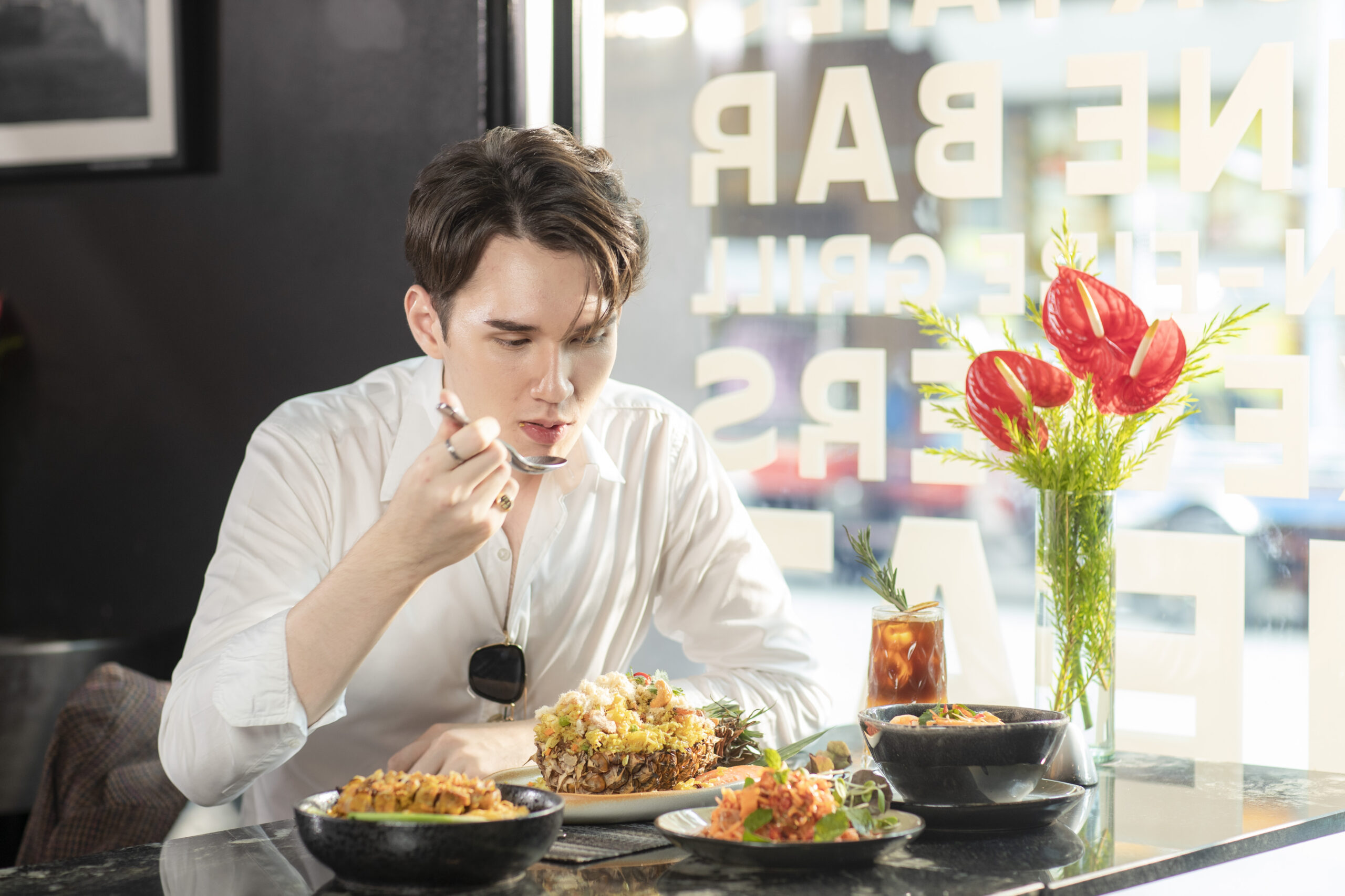 Foreigner enjoy meal at Tani BKK in The Ember Hotel