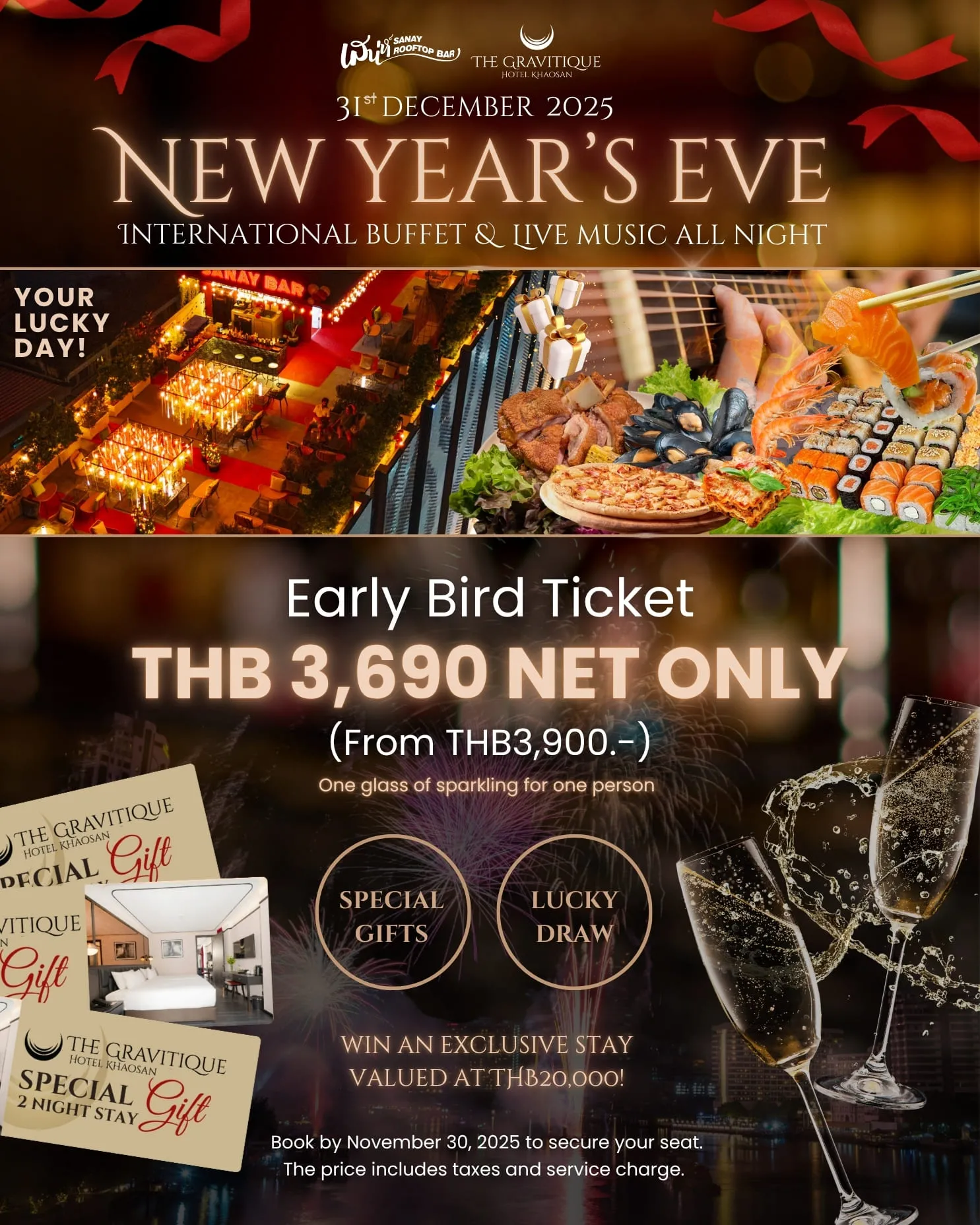 celebrate new year's eve 2026 at Sanay Rooftop Bar